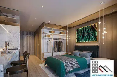 Studio 1 dormitórios (32m²), 1 suíte, terraço. próximo da estação klabin do metrô