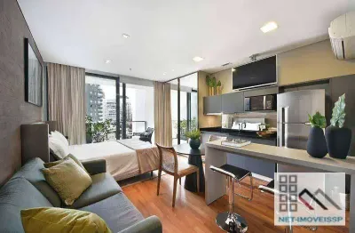 Apto 1 dormitório (35m²) 1 vaga, mobiliado e decorado. próximo do shopping vila olímpia