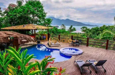 Casa charmosa com vista panorãmica, construída com materiais de demolicão para venda/locação, apenas 200mts da praia - siriúba - ilhabela/sp