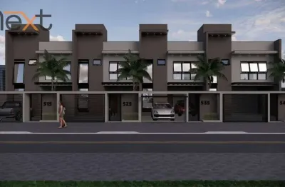 Sobrados geminados, que variam de 100 m² a 117 m² , com design moderno e funcionalidade.