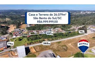 Terreno comercial e industrial com casa em santa catarina, são bento do sul com 26.000m2 ao lado da scm tecmatic