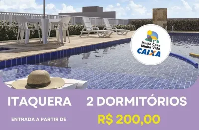 Itaquera. apartamentos de 2 dormitórios, lazer completo com piscina.