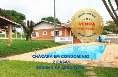 Chácara em condomínio com 4000m2 com 2 casas - atibaia-sp, bairro condomínio horto do ivan.