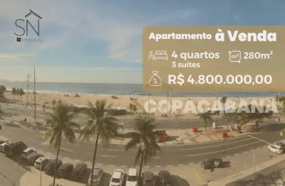 Atlantica, frontal mar, com 280 metrosapartamento com 4 dormitórios à venda, 280 metros - copacabana - rio de janeiro/rj