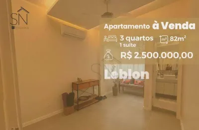 Apartamento com 3 dormitórios à venda, 82 m² por r$ 2.500.000,00 - leblon - rio de janeiro/rj