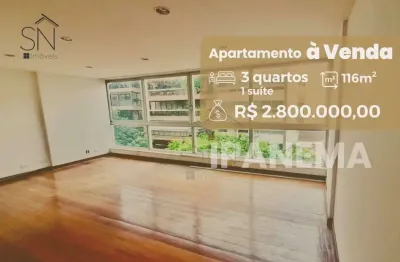 Apartamento com 3 dormitórios à venda, 116 m² por r$ 2.800.000,00 - ipanema - rio de janeiro/rj