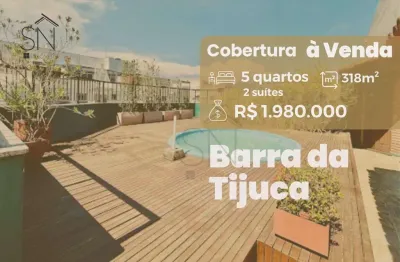 Cobertura com 5 dormitórios à venda, 318 m² por r$ 1.980.000,00 - barra da tijuca - rio de janeiro/rj