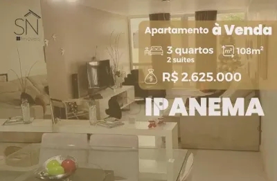 Apartamento com 3 dormitórios à venda, 108 m² por r$ 2.625.000,00 - ipanema - rio de janeiro/rj