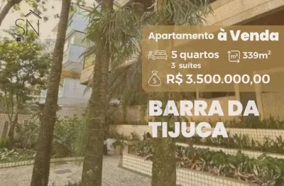 Apartamento com 5 dormitórios à venda, 339 m² por r$ 3.500.000,00 - barra da tijuca - rio de janeiro/rj