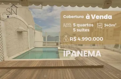 Cobertura com 5 dormitórios à venda, 340 m² por r$ 4.990.000,00 - ipanema - rio de janeiro/rj