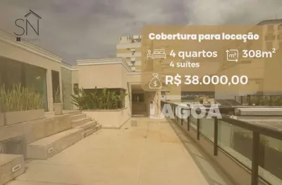 Cobertura com 4 dormitórios para alugar, 308 m² por r$ 48.850,00/mês - lagoa - rio de janeiro/rj