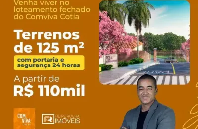 Terrenos em cotia divisa com itapevi bairro roselandia 125 metros loteamento comviva harmonia