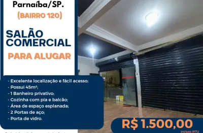 Salão comercial para alugar em santana de parnaíba, bairro 120, 45m², cozinha, banheiro, com ótima localização.