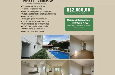 Apto para locação,  portais ii, av das palmeiras,  2 dorm, cajamar, 16 andar, 1 vaga, planejados ma cozinha, 47m²