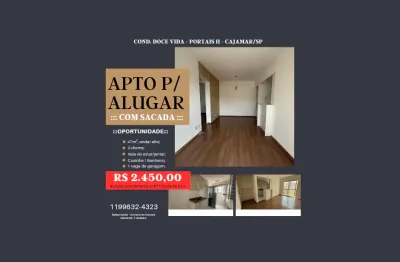 Apto para alugar cond. doce vida, portais, cajamar, andar alto, 47m², 1 vaga, 2 dormitórios e excelente localização.