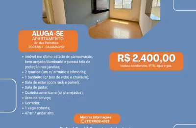 Alugo apto de 2 dorms, portais, av das palmeiras, 19 andar, 1 vaga, 50m², cajamar/sp