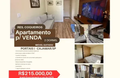 Apto para venda, pronto para morar, 2 dorms por 215 mil, 53m2, 1 vaga, quitado. confiram;