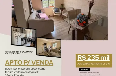 Apto para venda em portaisiii/cajamar, 1 dorm, 235 mil, 39m², 1 vaga coberta e em excelente estado de consevação. confiram: