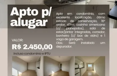 Apto para aluguel, 2 dorms, cajamar-portais, 16° andar, 47m², 1 vaga, planejados novos na cozinha e banheiro