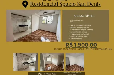 Apto de 2dorms para alugar por 1900,00, menor valor da região,  portais, cajamar, 7° andar, 1 vaga coberta, planejados na cozinha