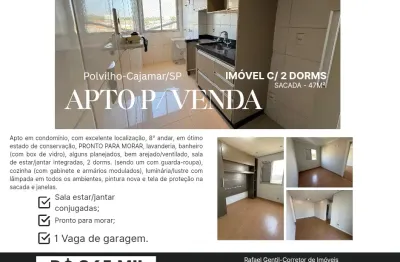 Apto de 2 dorms, pronto para morar, Polvilho, Cajamar/SP, Residencial Treviso, 47m², sacada  e 1 vaga de garagem