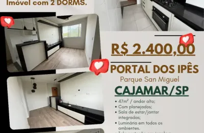 Apto para aluguel em Portais, Cajamar, San Miguel, com planejados, 2 dorms, 8° andar, 1 vaga. Excelente localização!