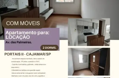 Apto para alugar em Cajamar, Portais II, 2 dorms, semimobiliado, 47m²  18° andar. 1 vaga e excelente localização.