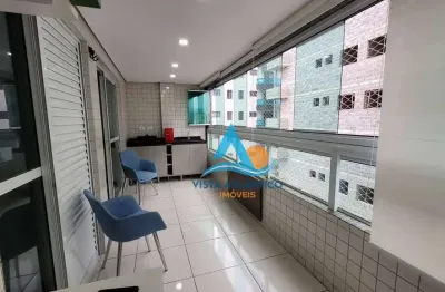 Apartamento com varanda gourmet, 2 quartossendo 1 suíte) à venda, 80 m² por r$ 590.000 - vila guilhermina - praia grande/sp