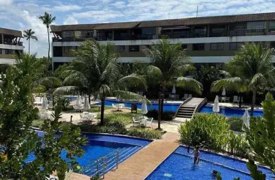 Flat à venda com 60m²,  com mobília, varanda gourmet, sala, com vista para as piscinas,  muro alto,