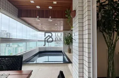 Apartamento alto padrão, 04 suites, piscina na sacada com vista mar e morro xixova - canto do forte/pg