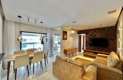 Apartamento mobiliado com sacada gourmet vista mar e lazer completo