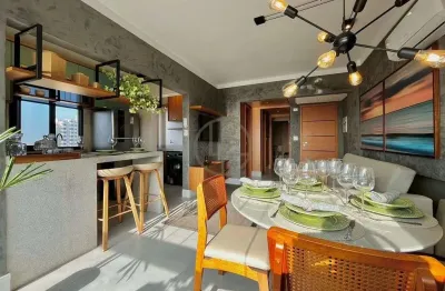 Apartamento mobiliado com vista mar sendo prédio frente mar com lazer completo