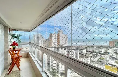 Apartamento mobiliado com sacada gourmet vista mar e lazer completo