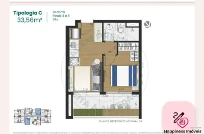 Apartamento com 1 quarto à venda na rua guarujá, 99, mirandópolis, são paulo, 33 m2 por r$ 449.900