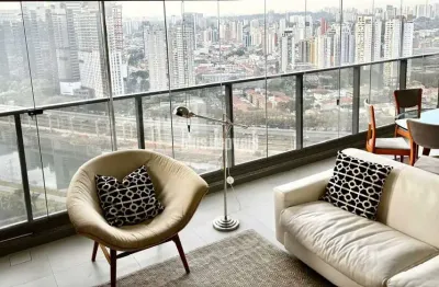 Parque global residencial marginal do rio pinheiros, 142m2, 2 suites, 2 vagas mobiliado