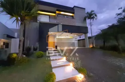 Linda casa sobrado, 395 m² no alphaville nova esplanada, 4 suítes c/ closet, piscina, 6 vagas, projeto moderno e inovador, paisagismo, num ponto alto