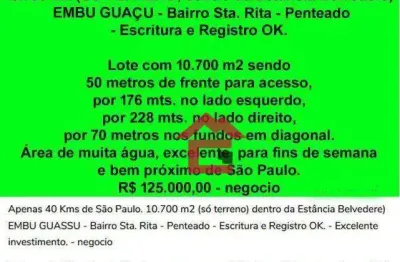 Terreno em condomínio fechado à venda no penteado, embu-guaçu , 10700 m2 por r$ 150.000