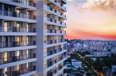 Apartamento studio 32m², 01 dormitório e 01 banheiro; ( fotos ilustrativas).  condomínio com segurança, portaria, guarita, bicicletário,