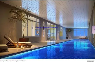 Condominio com lazer: salão de festas, espaço gourmet, piscina com raia coberta, spa, academia, sauna, churrasqueira, lavanderia e segurança.