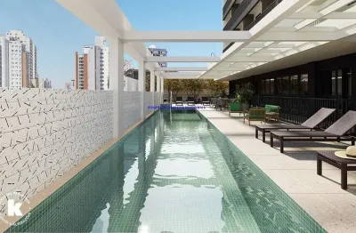 Apartamento 32m², 01dormitório, 01 banheiro e 01 vaga de garagem; ( fotos ilustrativa).  condomínio com segurança, piscina, academia e salão de festas