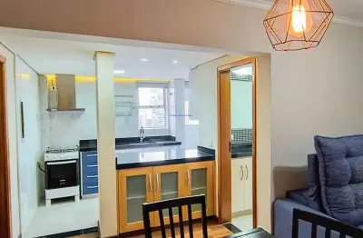 Apartamento 75m², 02 dormitórios, 02 banheiros e 01 vaga de garagem.  condomínio com portaria, segurança, piscina, salão de festa  e academia.