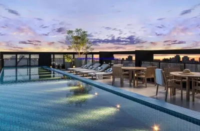 Apartamento studio 23m², 01 dormitório e 01 banheiro.  condomínio com portaria, segurança,  piscina e academia.  excelente localização