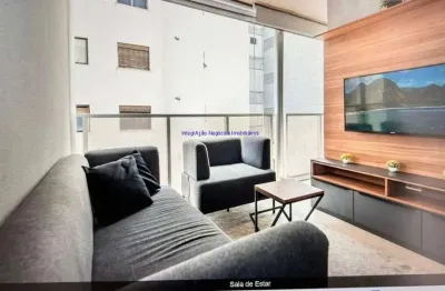 Apartamento  mobiliádo 40m², 02 dormitórios e 02 banheiros.  condomínio com segurança, portaria, piscina, salão de festas, academia