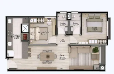 Apartamento 2 quartos sendo 2 suítes para venda no bairro planalto em gramado