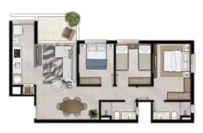 Apartamento 3 quartos sendo 1 suíte para venda no bairro centro em torres