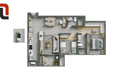 New in - apartamento 78 m² área privativa 2 quartos, sacada com churrsaqueira e 1 vaga no ecoville