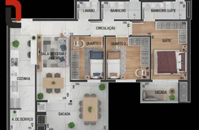 Farfalle - apto 101m² 3 quartos, sacada gourmet e 2 vagas no ecoville