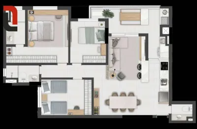 Zenit - Apto de 94m² 3 quartos, sacada gourmet e 2 vagas no Água Verde