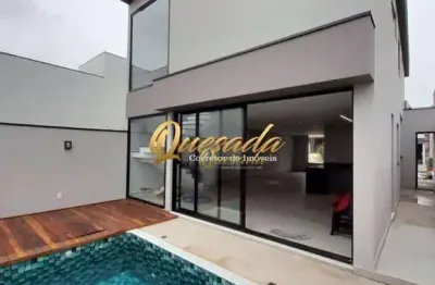 Sobrado novo, à venda, 3 suítes, piscina, condomínio gran reserve, indaiatuba.