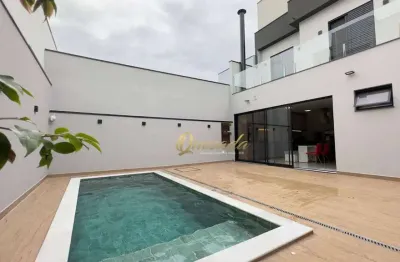 Sobrado novo à venda, 3 quartos, 1 suíte, piscina, condomínio gran reserve, indaiatuba.